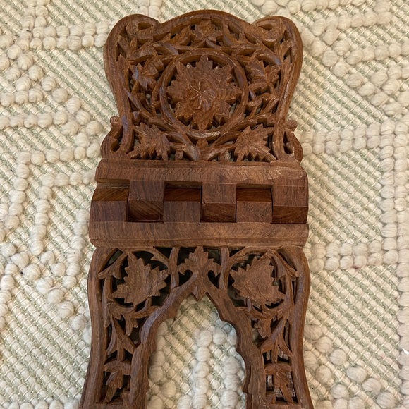 Vintage Handcarved Wood Book Rack - Picture 3 of 6